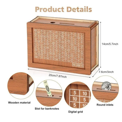 Money Savings Box with Tracking Panel and Nine Dollar Goal Options