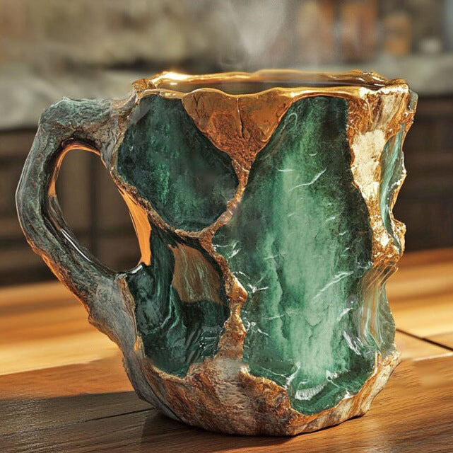 Mineral Crystal Mug with Insulating Walls and Natural Patterns, 350-450ml