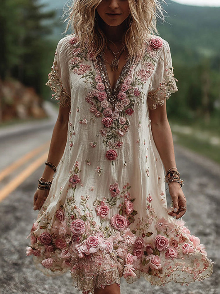 Floral Print Maxi Dress with Wrinkle Resistant Fabric and Ankle Length, Machine Washable