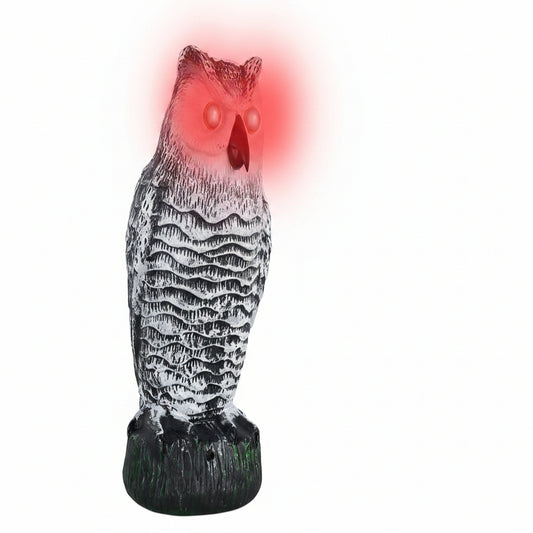 Rotating Owl Decoy with Flashing Eyes and Sound Effects for Bird Control