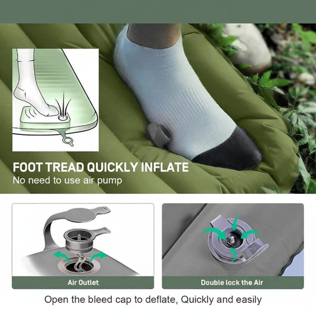 Inflatable Camping Mattress with Built In Foot Pump and Waterproof Fabric