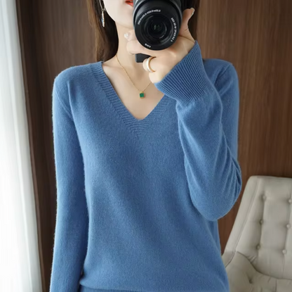 Elyra Cashmere V Neck Sweater