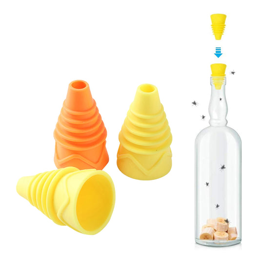 Silicone Fruit Fly Trap Funnels with One-Way Entry, 10-Pack Reusable