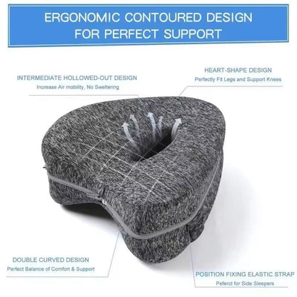 Memory Foam Knee Pillow with Hollow Airflow Channel and Adjustable Leg Strap