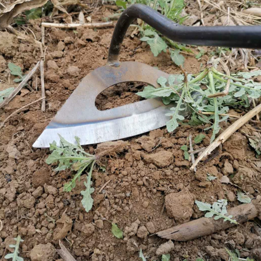 Steel Garden Hoe with Textured Grip and Extension Rod Compatible