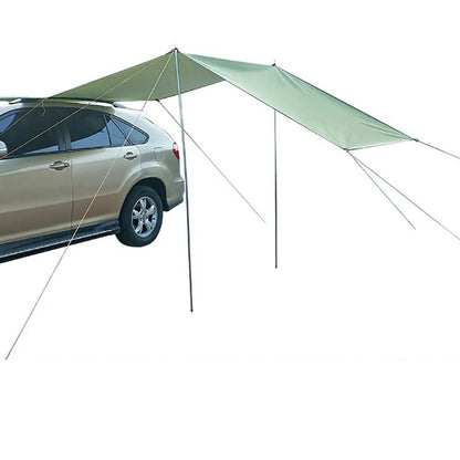 Vehicle Side Awning with Adjustable Poles and Ground Anchors, 9.84ft Coverage