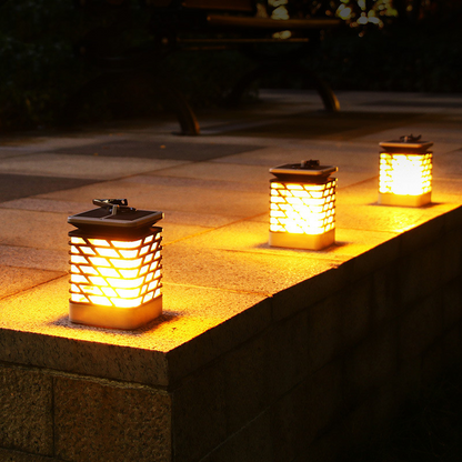 Outdoor Solar Lantern with Automatic Dusk-to-Dawn Sensor and Grooved Pattern