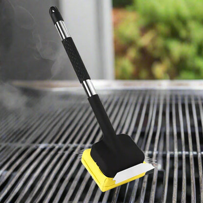 Steam Powered Grill Brush with Metal Scraper and Replaceable Cloth Head
