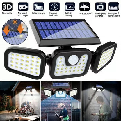 Solar Motion Sensor Light with 74 LED Bulbs and Adjustable Head for Outdoor Areas