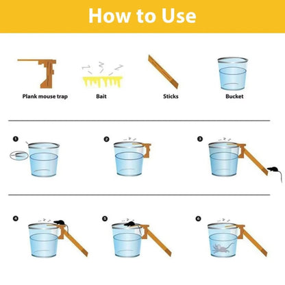 Reusable Plank Mouse Trap with Adjustable Ladder and Auto-Reset Mechanism