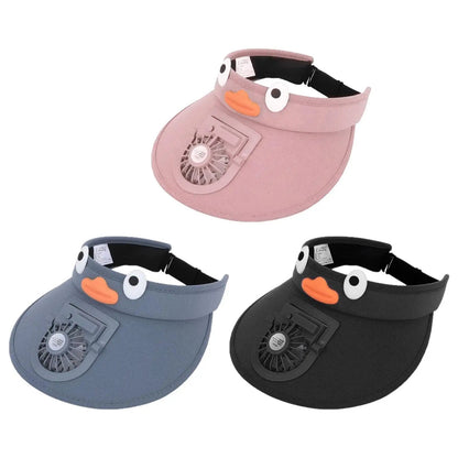 Kids Sun Visor with Built-In Cooling Fan and Adjustable Chin Strap