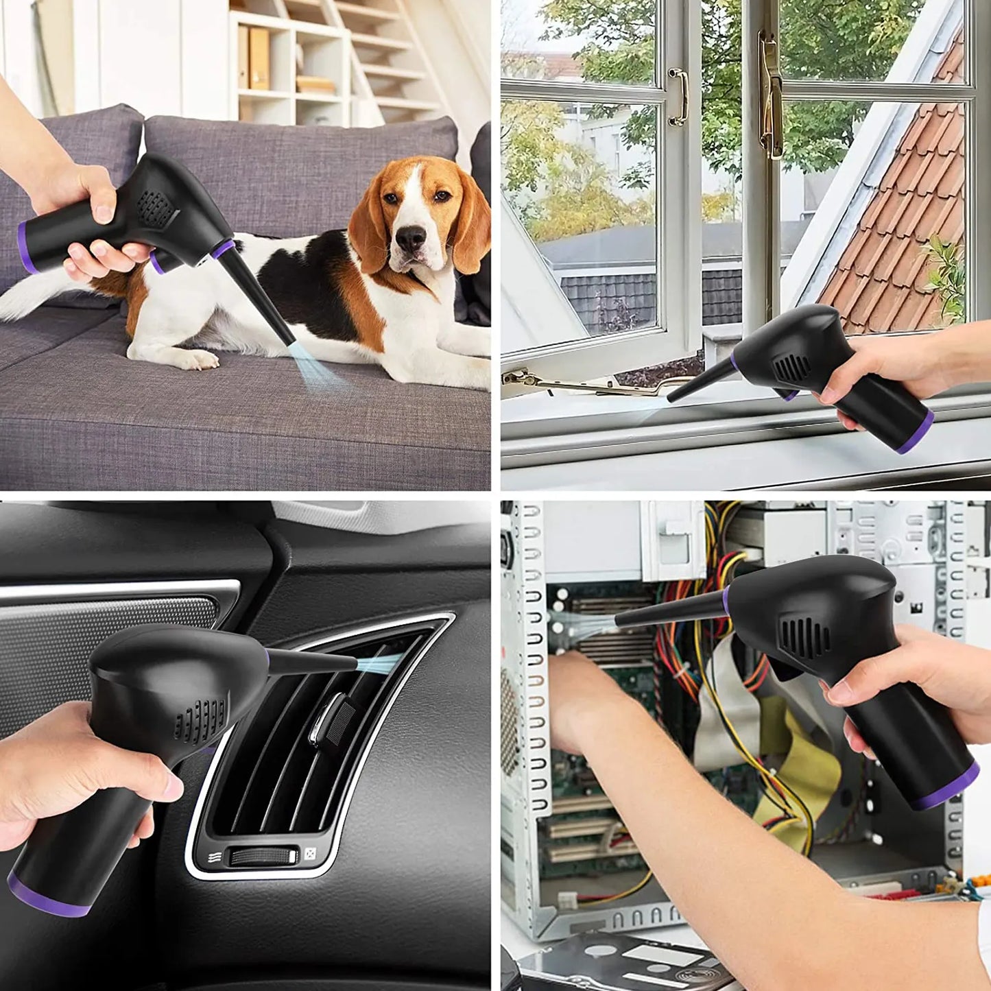 Rechargeable Air Duster with Precision Nozzles Attachments and 15000mAh Battery