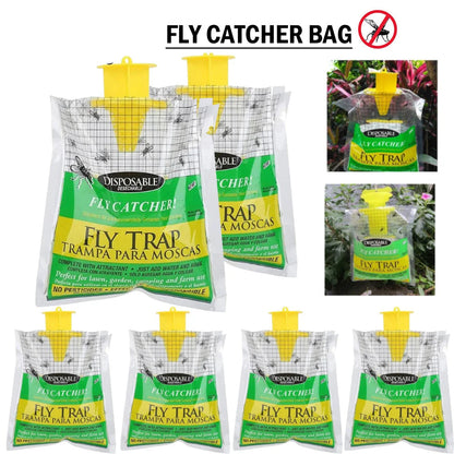 Disposable Fly Trap with Water Activated Bait and Hanging Loop