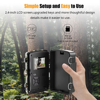 Wildlife Trail Camera with 16MP Photos and 1080P Video, Infrared Night Vision