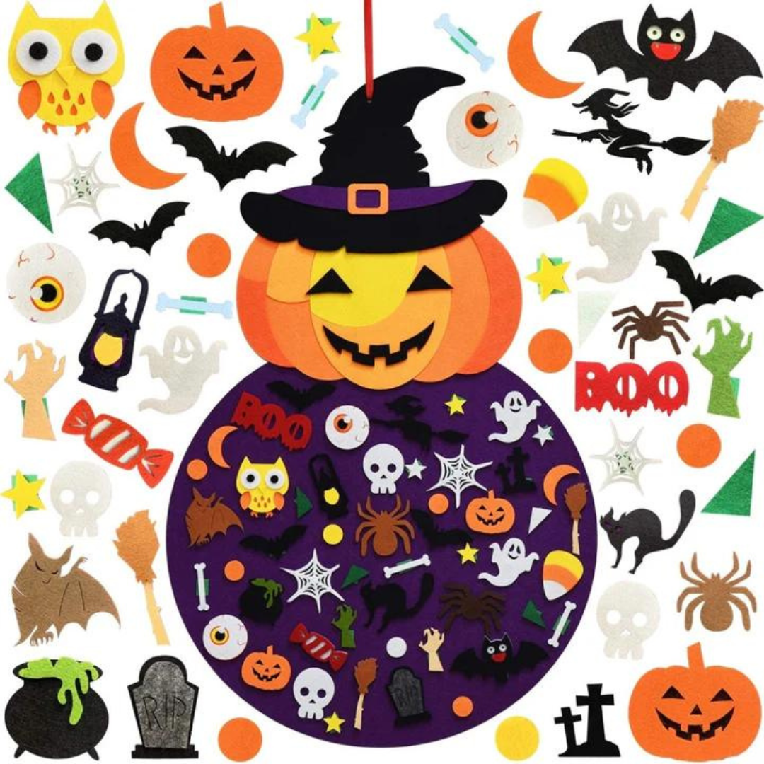 Felt Board Halloween Scene with 50 Plus Mix and Match Pieces for Kids