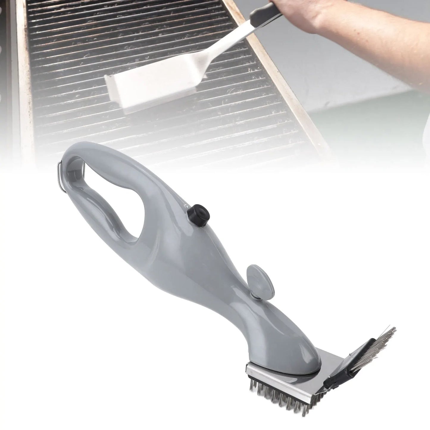 Steam Powered Grill Brush with Stainless Steel Bristles and Extended Handle