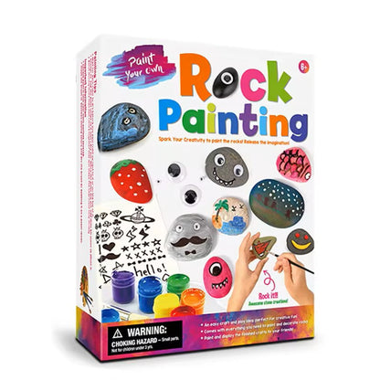 Rock Painting Kit with Acrylic Paints and Transfer Stickers for Kids