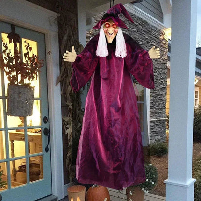 Halloween Witch Prop with Sound Effects and Glowing Red Eyes