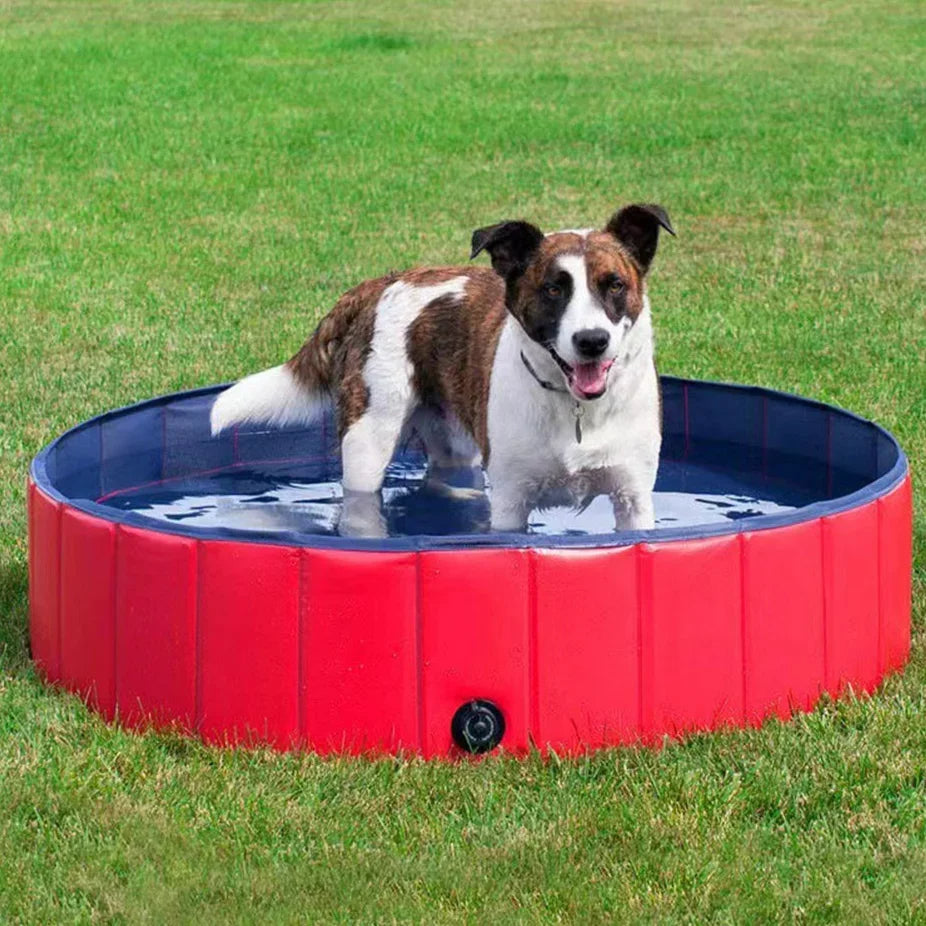 Portable Dog Bathing Pool with Composite Fabric and Quick Drain, 23.62in Diameter