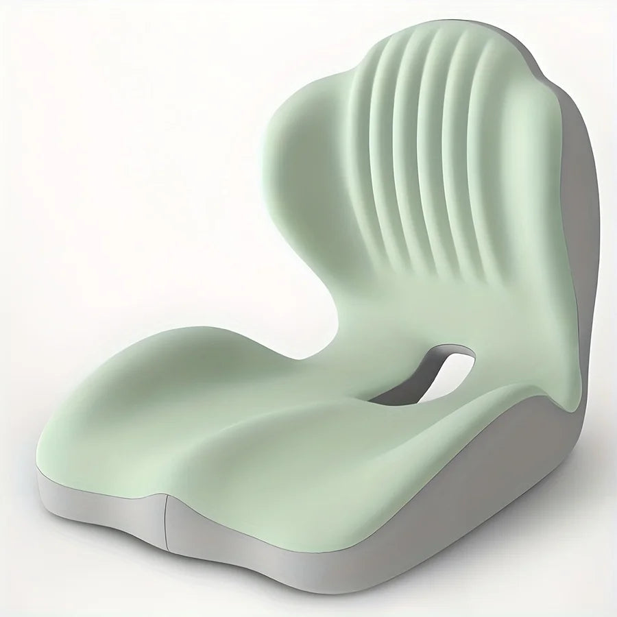 Ergonomic Memory Foam Seat Cushion with Lumbar Support – Pressure Relief, Height Boost, Universal Fit - Delicate Leather  