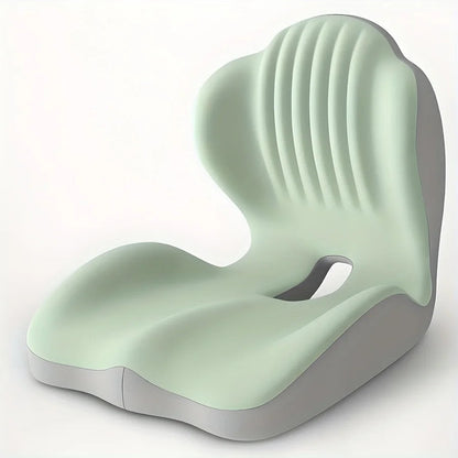 Ergonomic Memory Foam Seat Cushion with Lumbar Support – Pressure Relief, Height Boost, Universal Fit - Delicate Leather  