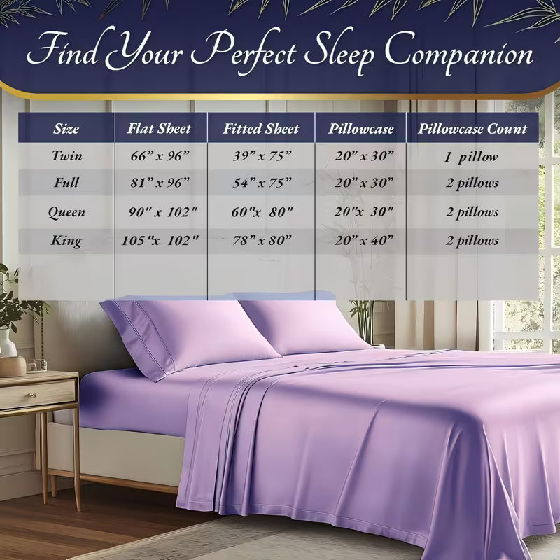 Bamboo Blend Sheet Set with Moisture Wicking and Deep Pocket Fit, Hypoallergenic