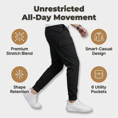 Stretch Cargo Jeans with Six Pockets and Elastane Blend, Slim Fit
