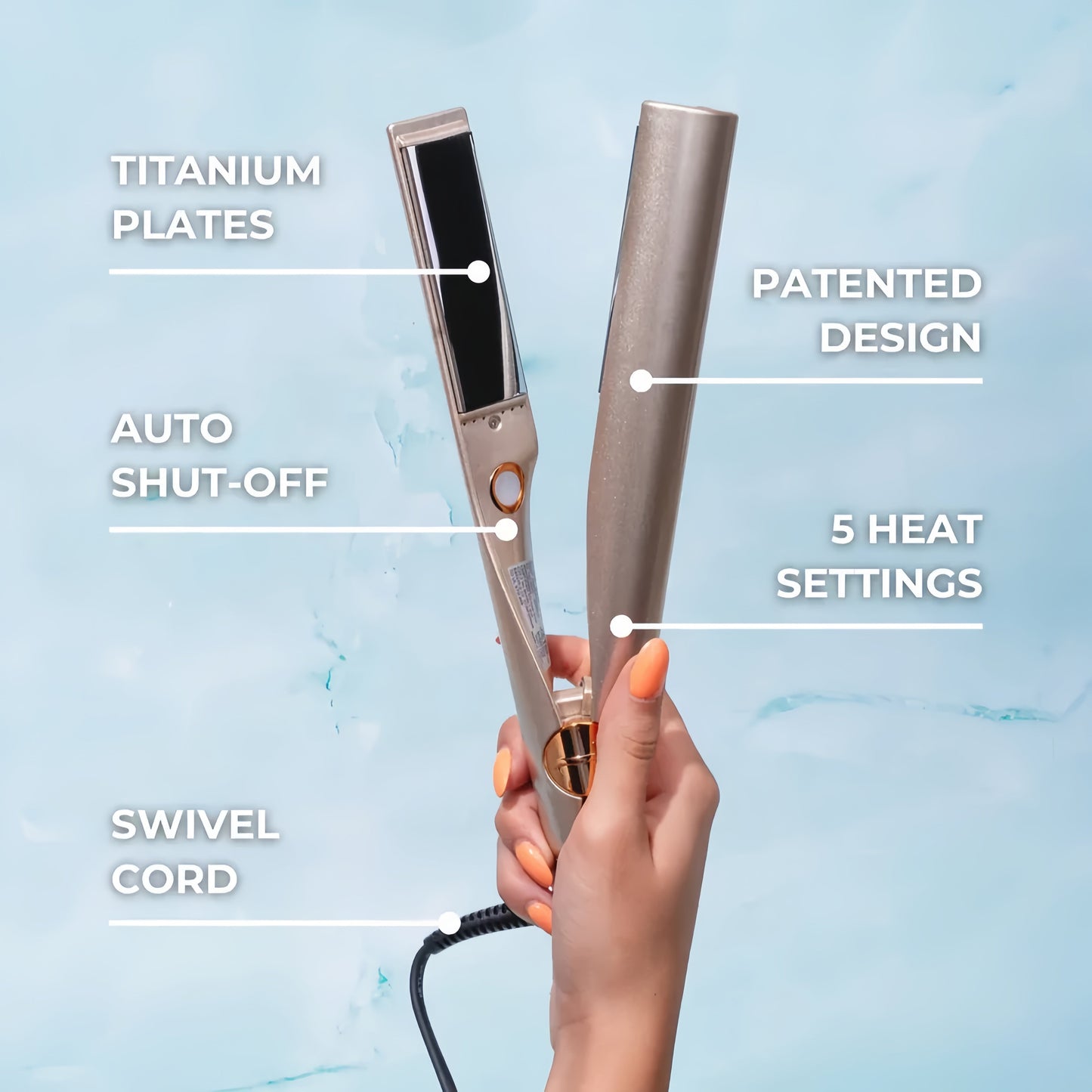 Hair Straightener and Curler with Titanium Plates and 5 Heat Settings