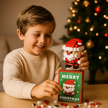 Block Assembly Christmas Figures with Snap Together Pieces and Step Instructions