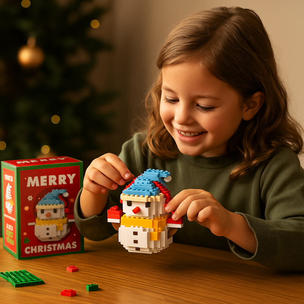 Block Assembly Christmas Figures with Snap Together Pieces and Step Instructions