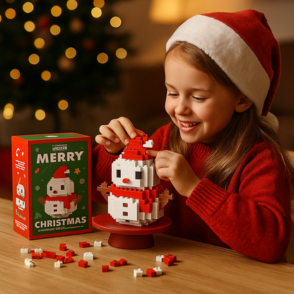 Block Assembly Christmas Figures with Snap Together Pieces and Step Instructions