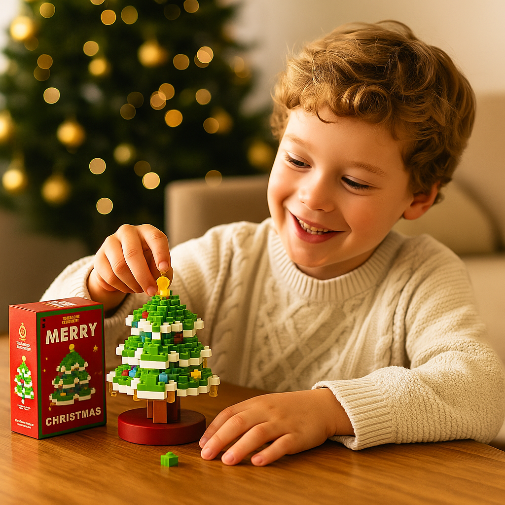 Block Assembly Christmas Figures with Snap Together Pieces and Step Instructions