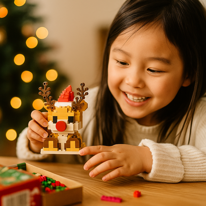 Block Assembly Christmas Figures with Snap Together Pieces and Step Instructions