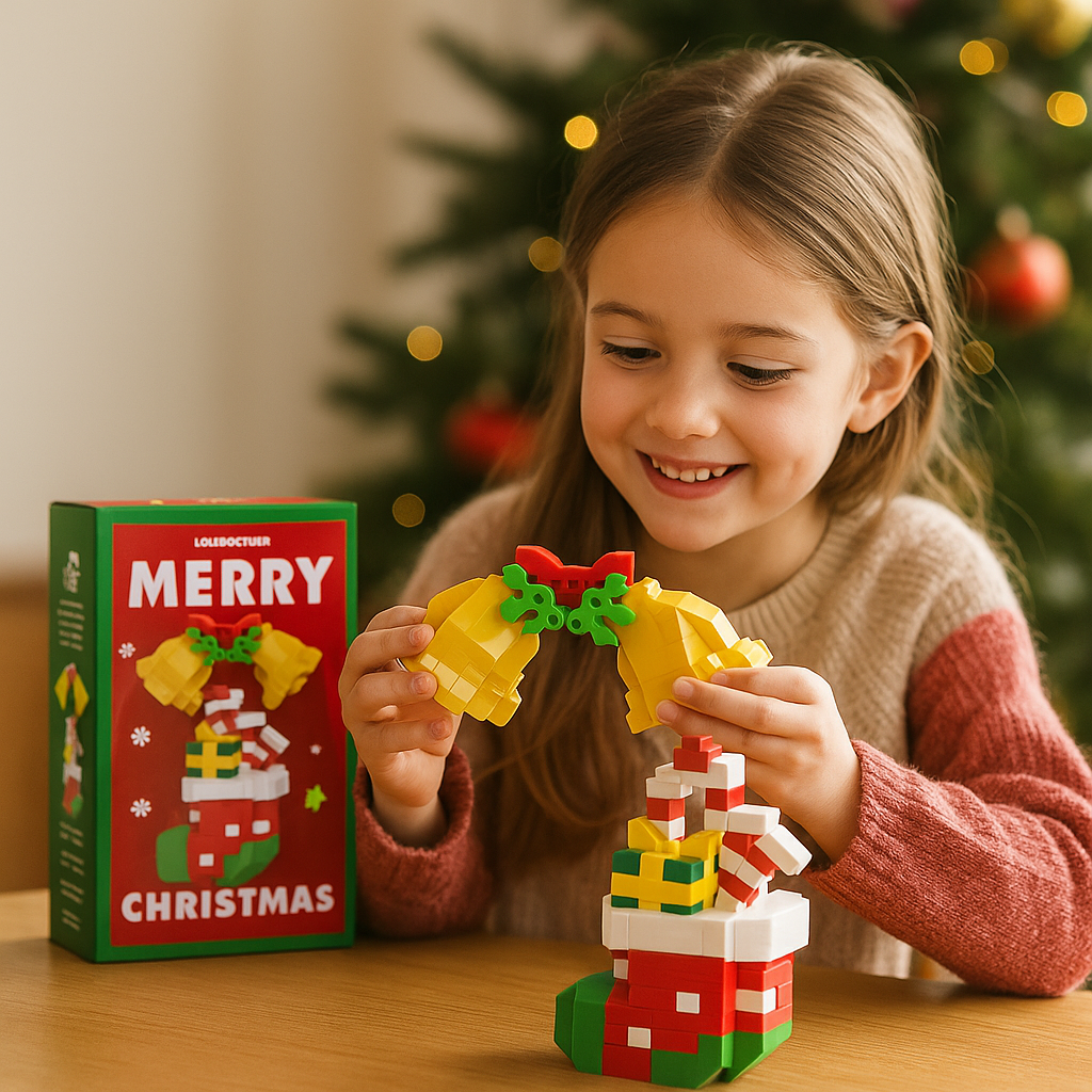 Block Assembly Christmas Figures with Snap Together Pieces and Step Instructions
