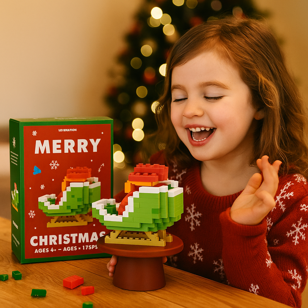 Block Assembly Christmas Figures with Snap Together Pieces and Step Instructions