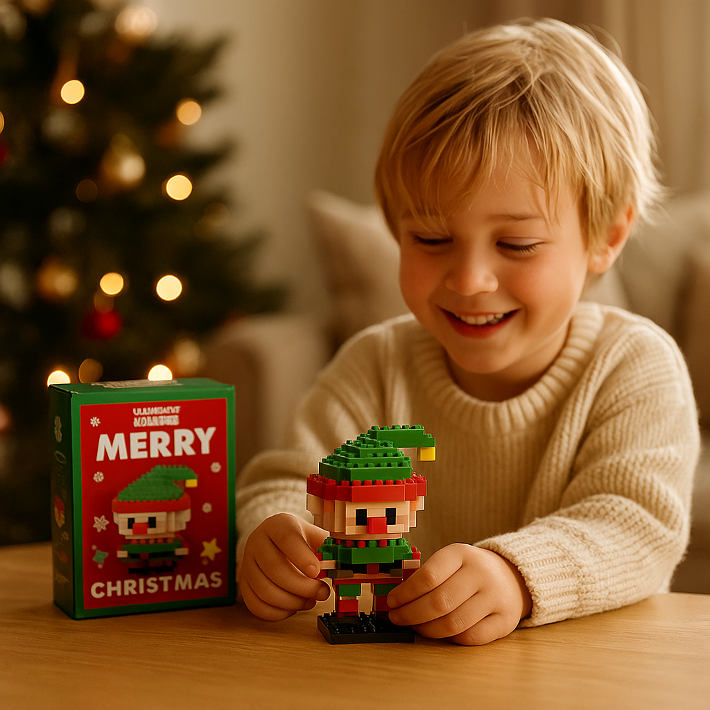 Block Assembly Christmas Figures with Snap Together Pieces and Step Instructions