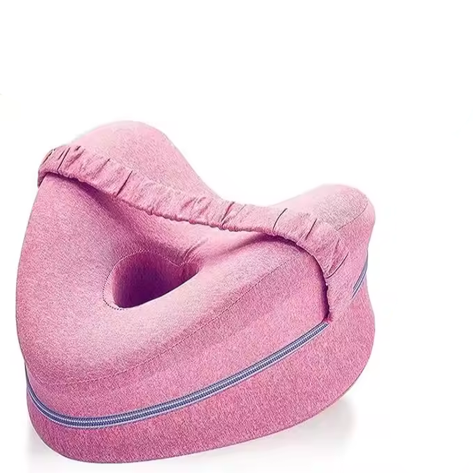 Memory Foam Knee Pillow with Hollow Airflow Channel and Adjustable Leg Strap