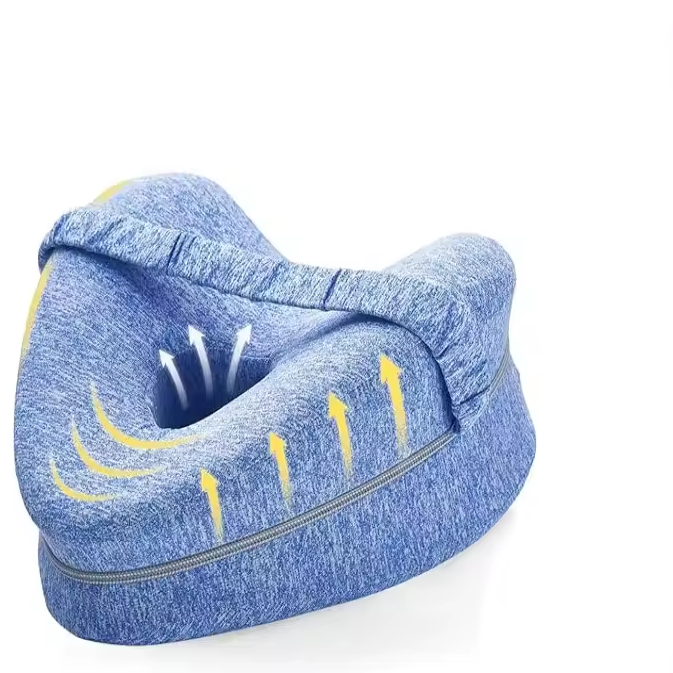 Memory Foam Knee Pillow with Hollow Airflow Channel and Adjustable Leg Strap