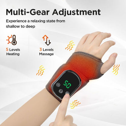 Wrist Massager with Heat and Vibration, Rechargeable with Adjustable Strap