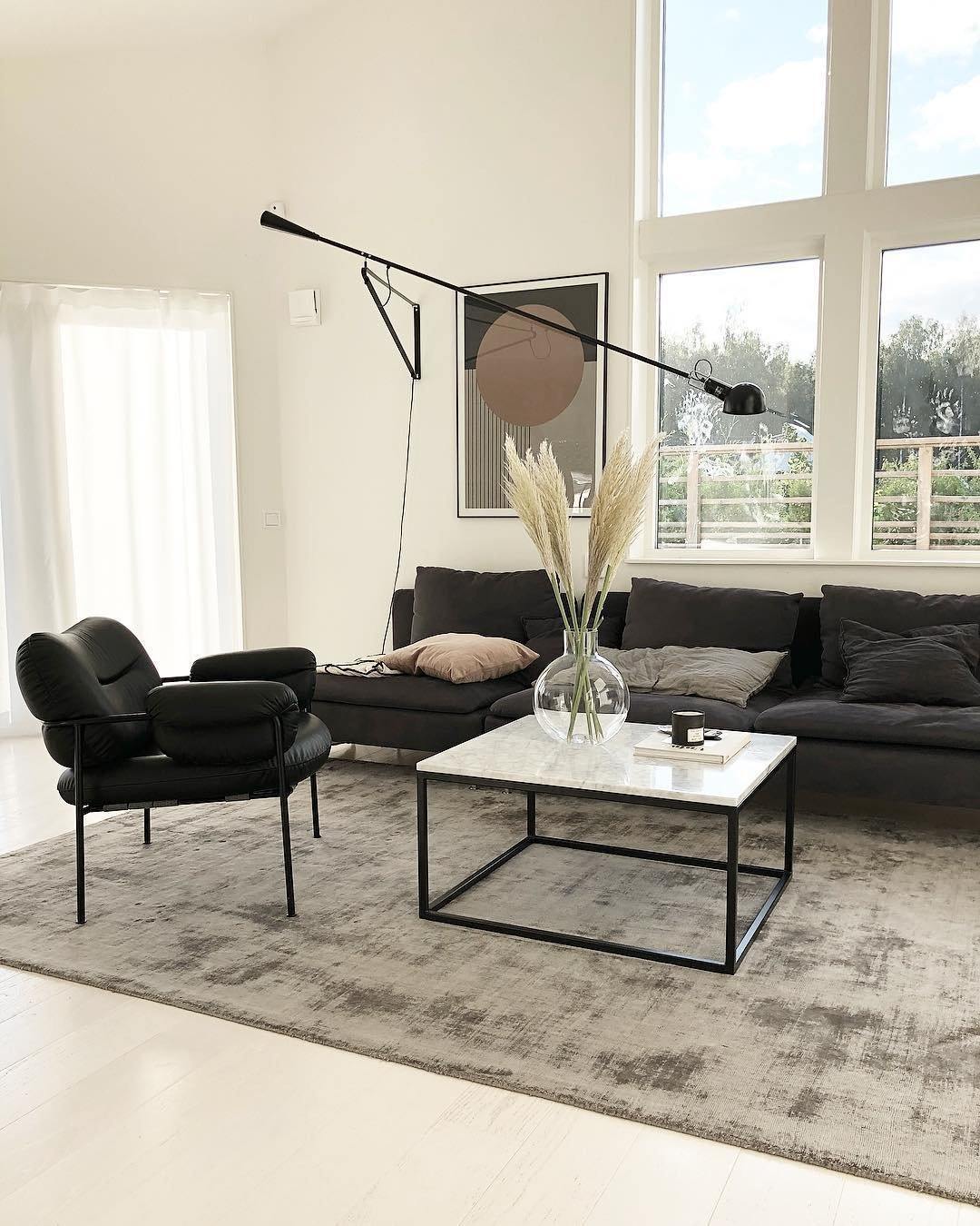 Adjustable Wall Lamp with Extended Arm and Cast Iron Counterweight, Hardwired