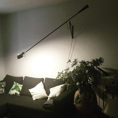 Adjustable Wall Lamp with Extended Arm and Cast Iron Counterweight, Hardwired