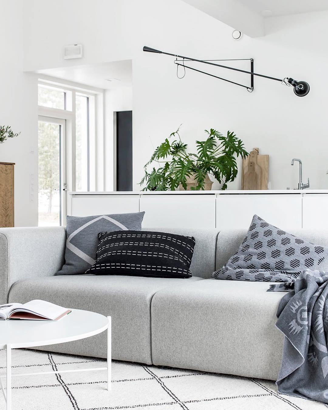 Adjustable Wall Lamp with Extended Arm and Cast Iron Counterweight, Hardwired