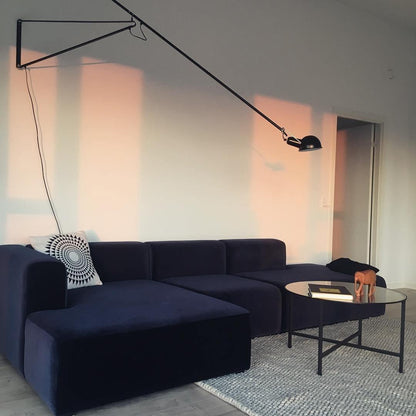 Adjustable Wall Lamp with Extended Arm and Cast Iron Counterweight, Hardwired