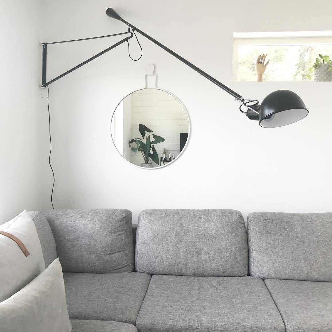 Adjustable Wall Lamp with Extended Arm and Cast Iron Counterweight, Hardwired