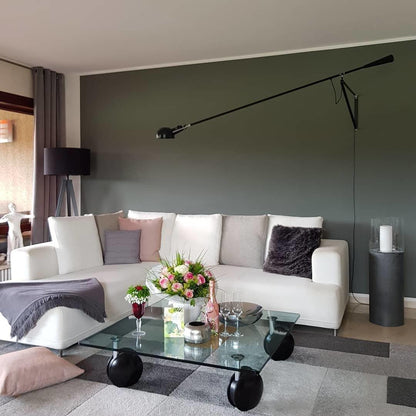 Adjustable Wall Lamp with Extended Arm and Cast Iron Counterweight, Hardwired