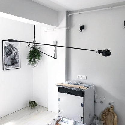 Adjustable Wall Lamp with Extended Arm and Cast Iron Counterweight, Hardwired