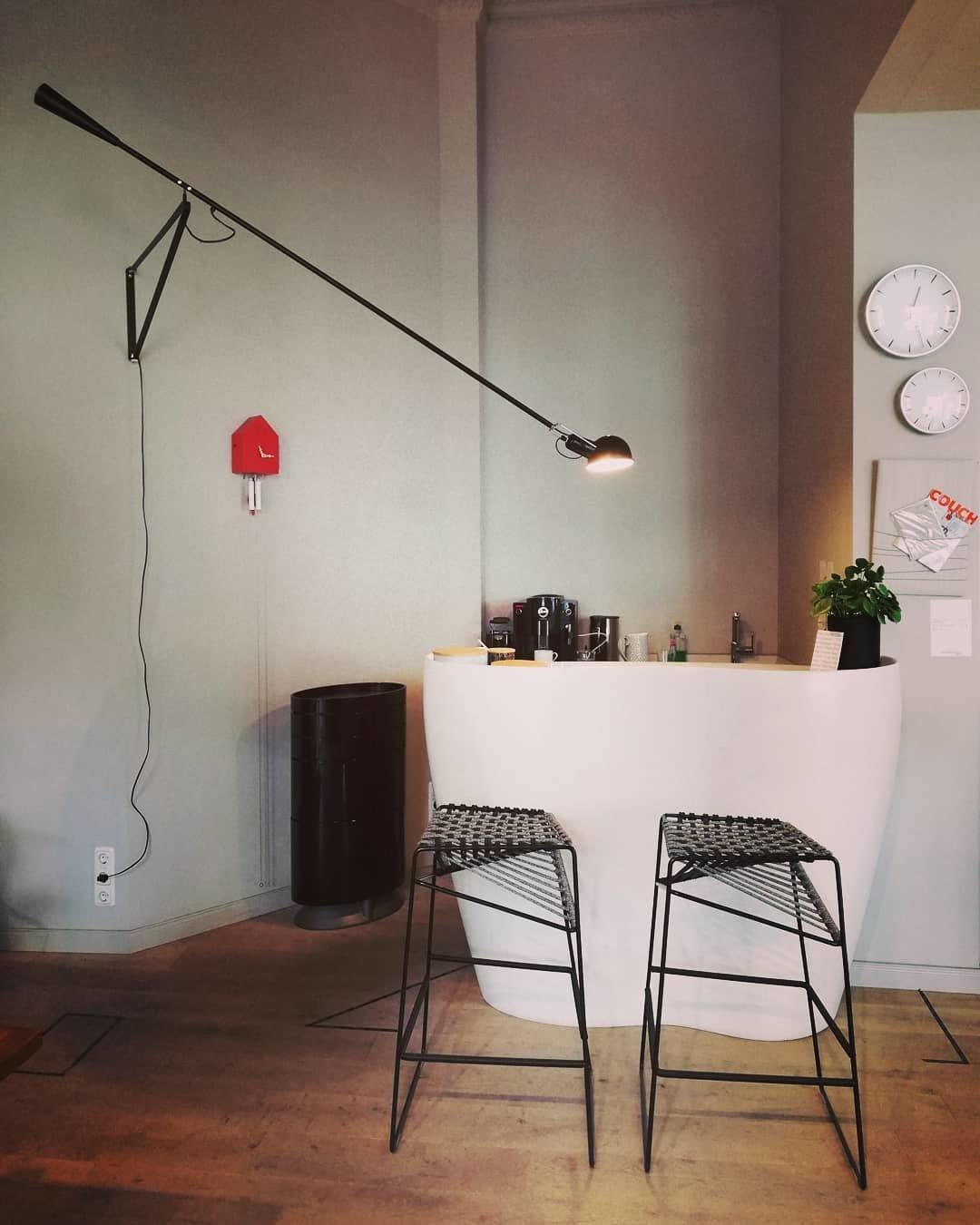 Adjustable Wall Lamp with Extended Arm and Cast Iron Counterweight, Hardwired