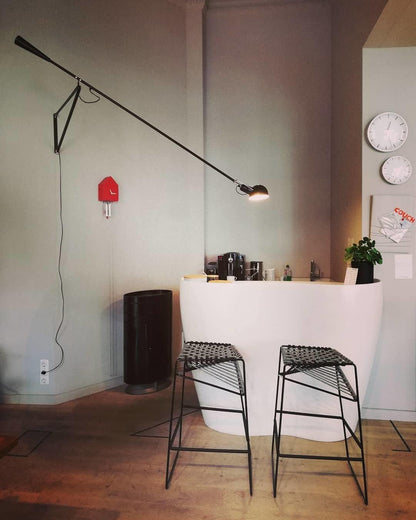 Adjustable Wall Lamp with Extended Arm and Cast Iron Counterweight, Hardwired