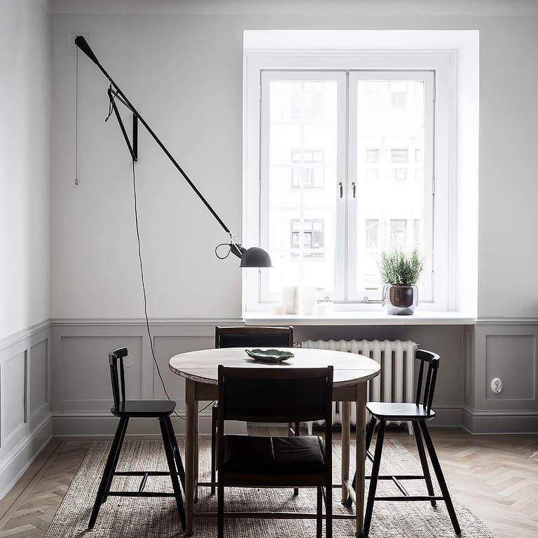 Adjustable Wall Lamp with Extended Arm and Cast Iron Counterweight, Hardwired