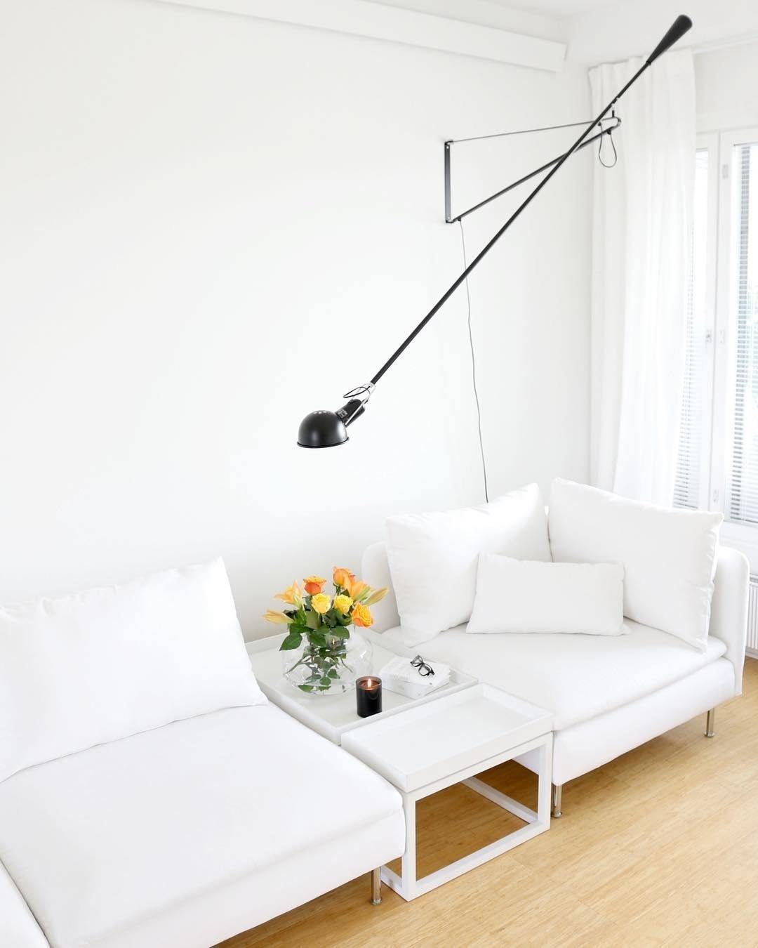 Adjustable Wall Lamp with Extended Arm and Cast Iron Counterweight, Hardwired